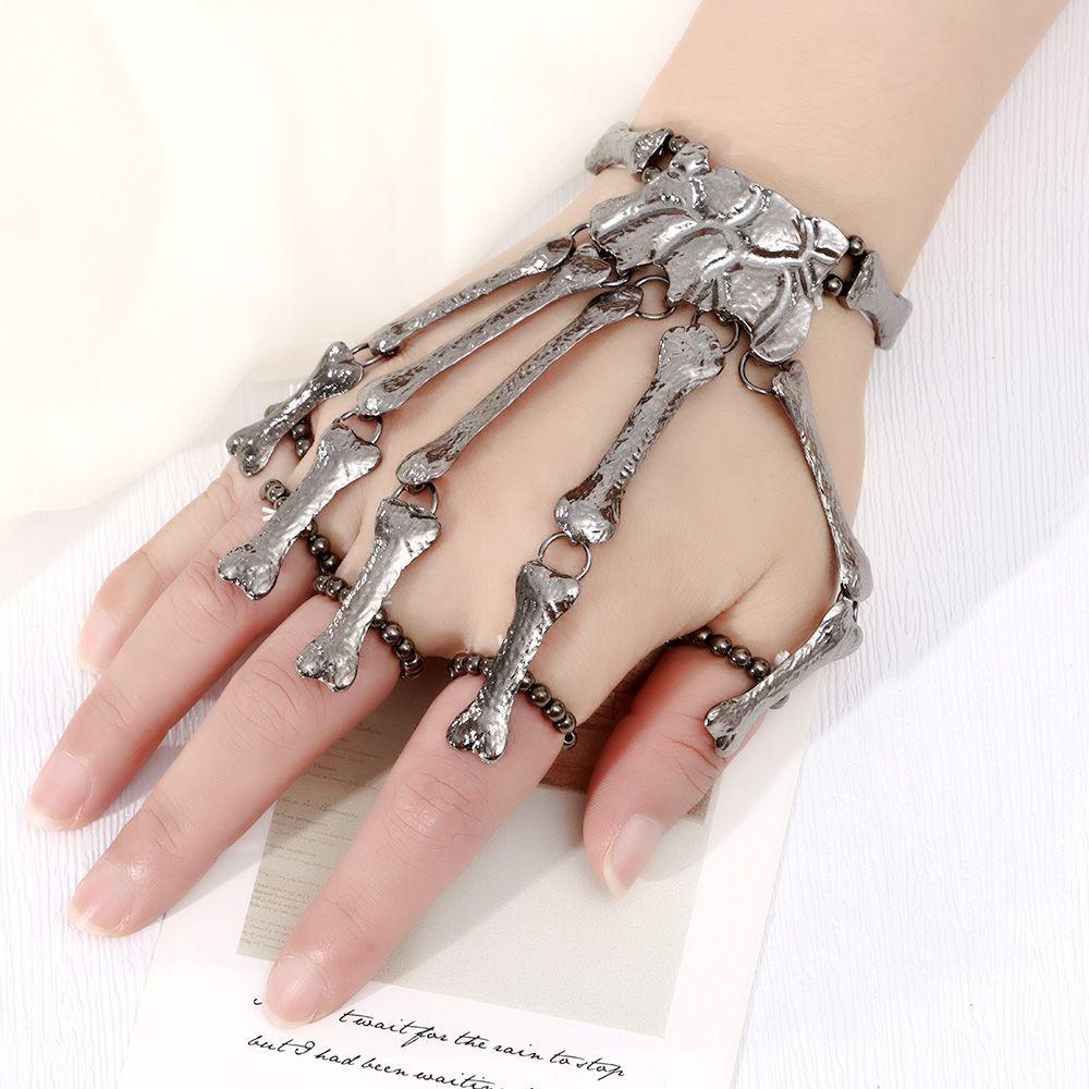 Lily Skull Finger Bracelet Fashion Bangles Club Malam Gotik