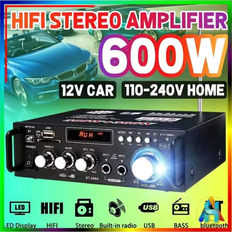 Amplifier 600watt Bluetooth EQ Audio Amplifier Karaoke