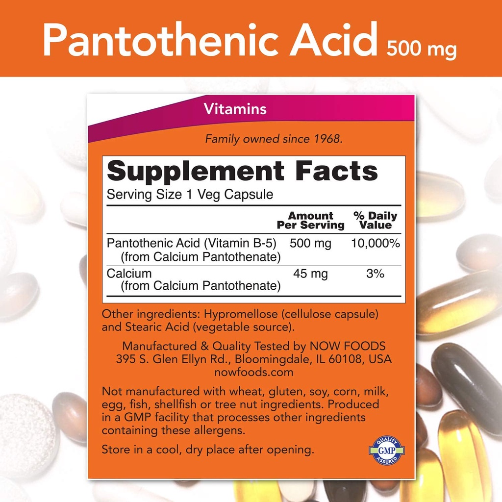 Jual Now Foods Pantothenic Acid 500 mg 100 250 Veg Capsules | Shopee  Indonesia