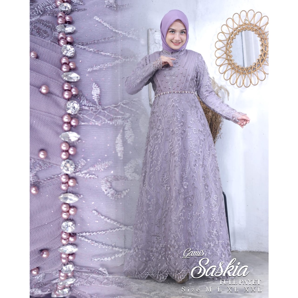 GAMIS PESTA SASKIA ORIGINAL NK/ GAMIS KEBAYA MODERN/ GAMIS KONDANGAN KEKINIAN/ GAMIS BUTIK MEWAH