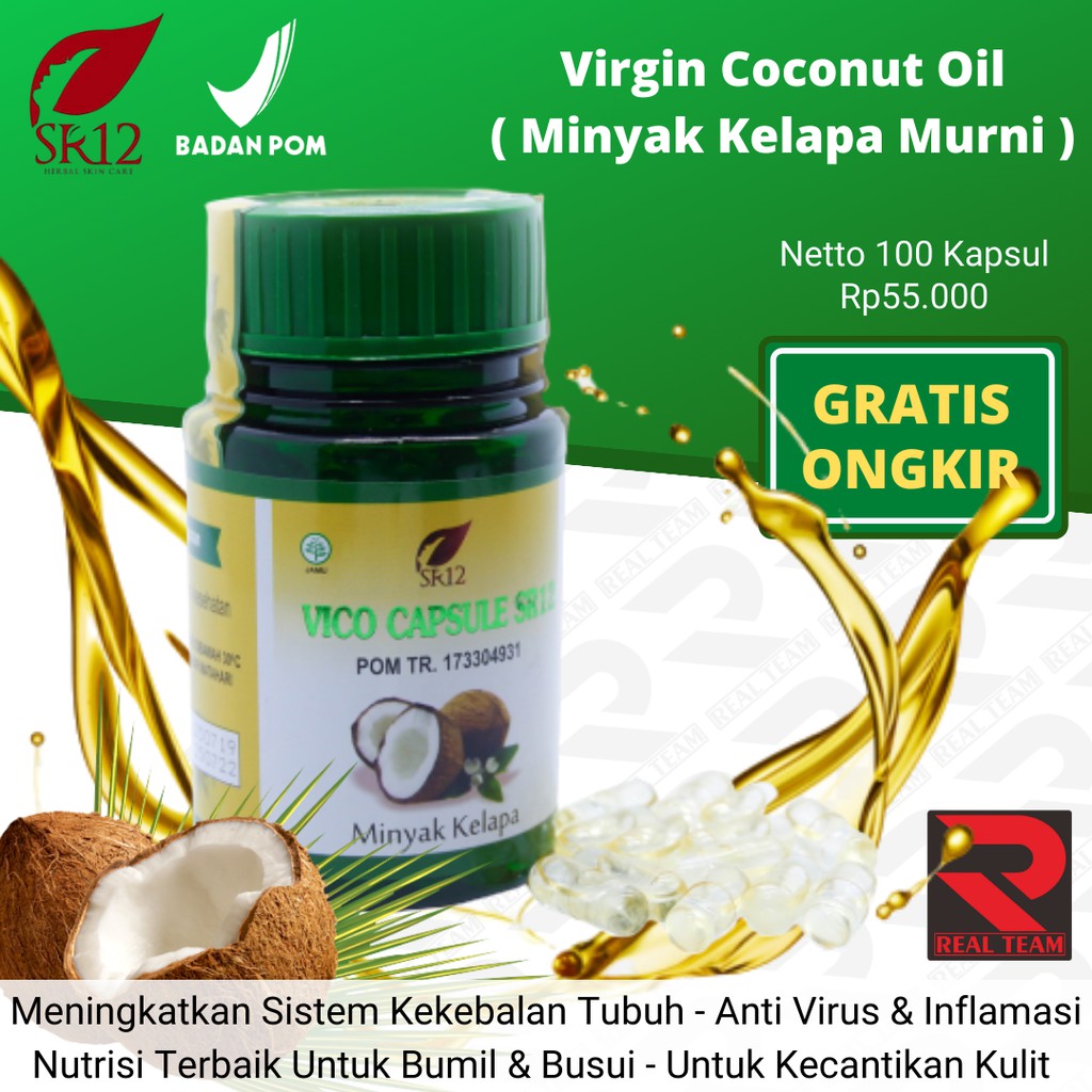 Vco Virgin Coconut Oil Vico Kapsul Sr12 Skincare Bpom Herbal Minyak Kelapa Murni Isi 100 Kapsul Indonesia