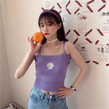 Tanktop daisy - tank top wanita - tank top crop - pakaian dalam - bordir-2