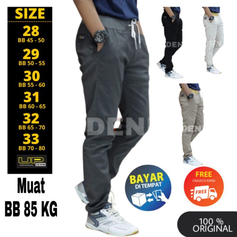 Celana Chino Chinos Panjang Rib Rip Pria Original Up Denim Muat BB Sampai 85kg