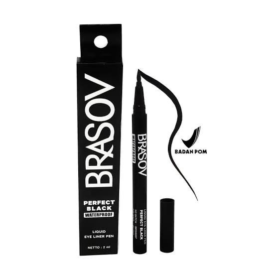 IMPORT -BRASOV (BPOM) Perfect Black Waterproof Liquid Eye Liner Pen 2mL | eyeliner