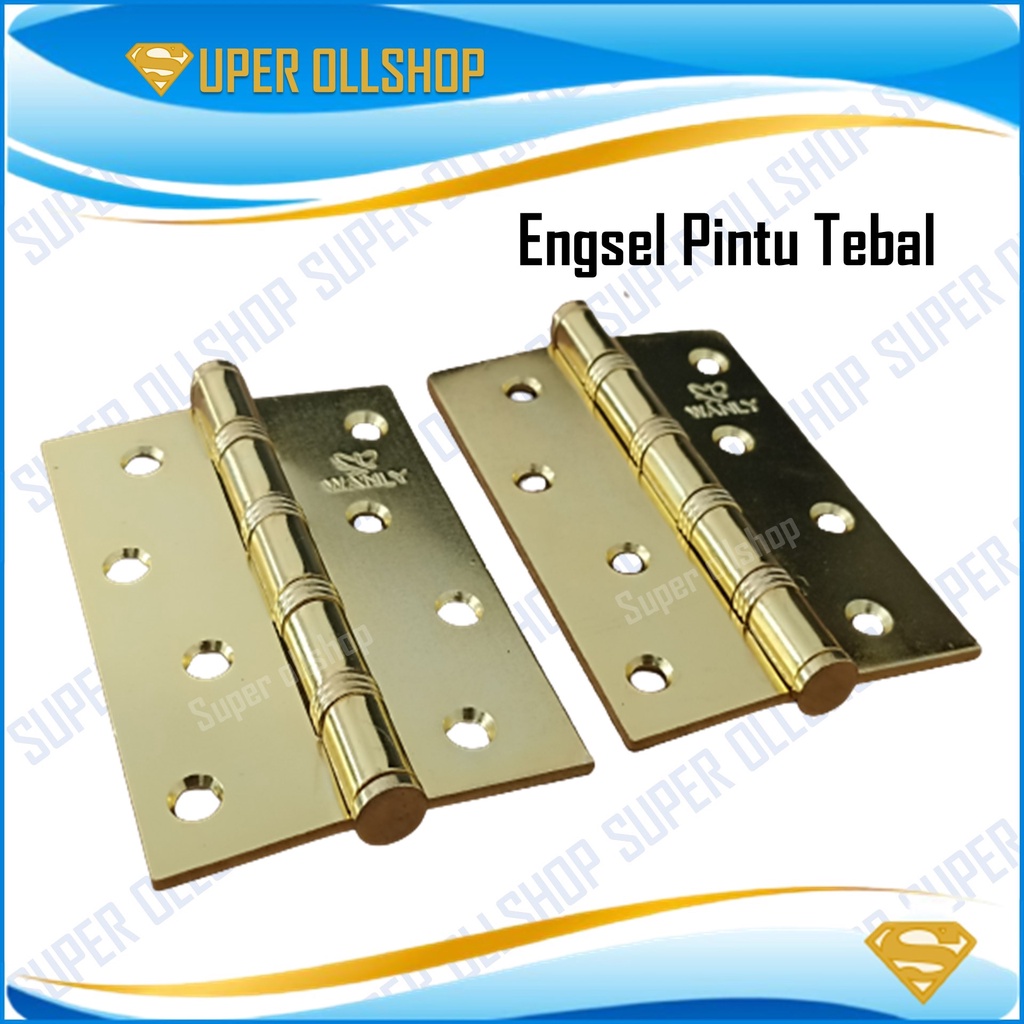 Engsel Pintu Bearing 4 Inch Gold Silver Kuning Jendela Pintu Kamar Kayu Brass Hinges Tebal