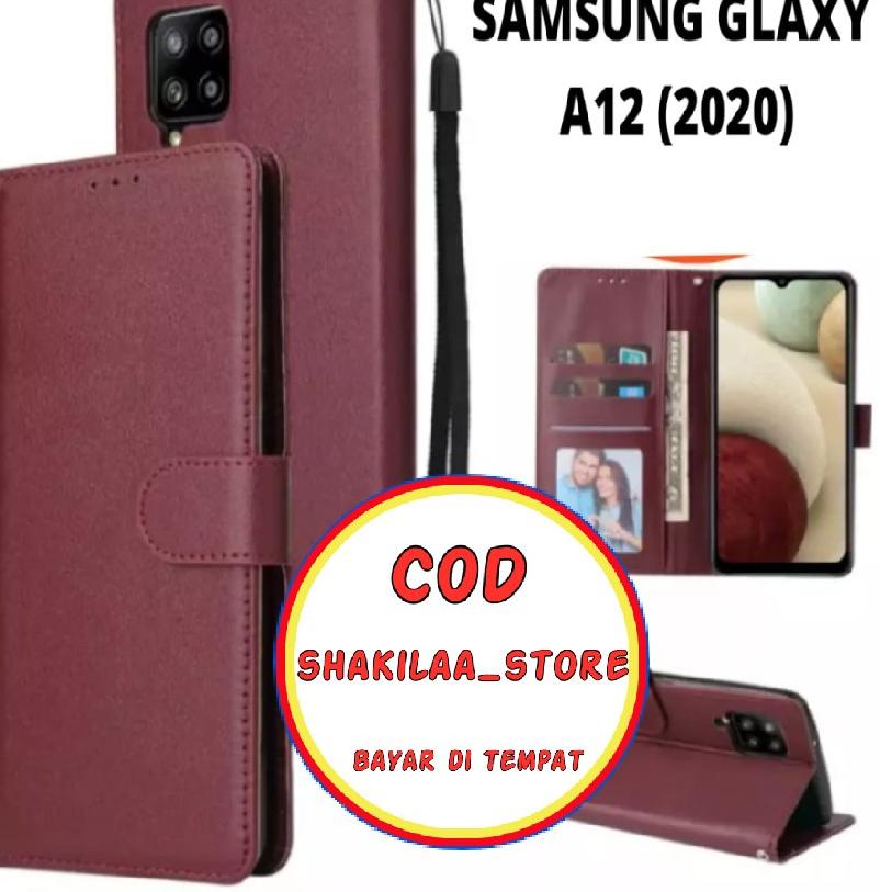 New CASE FLIP CASE KULIT FOR SAMSUNG GALAXY A12 2020 - CASING DOMPET-FLIP COVER LEATHER-SARUNG HP ン