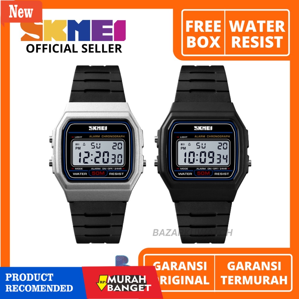Jam digital pria terbaik- Jam Tangan Skmei 1412 Black Jam Tangan Skmei Jam Tangan Karet Pria Jam Tan