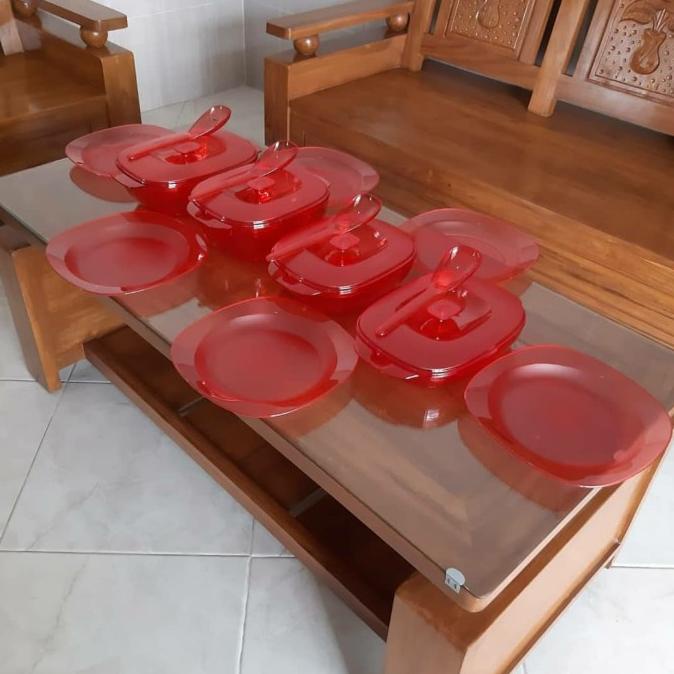 

tupperware crystalline collection set peach dapet seperti di gambar