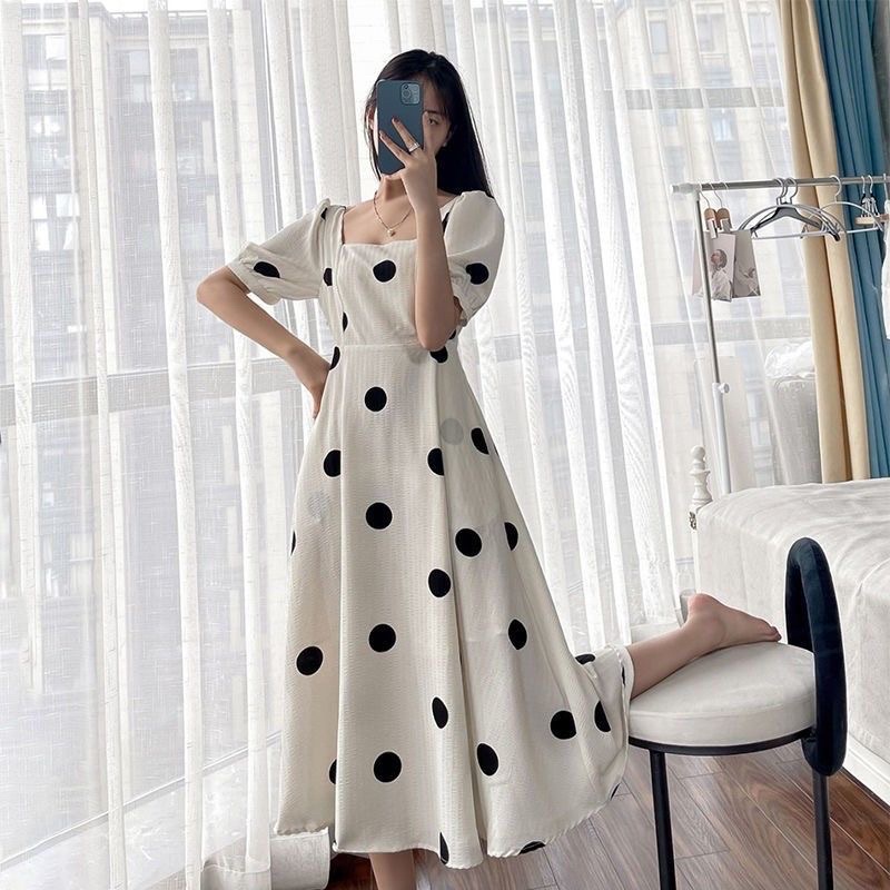 Dress Korea U-neck Polkadot M03