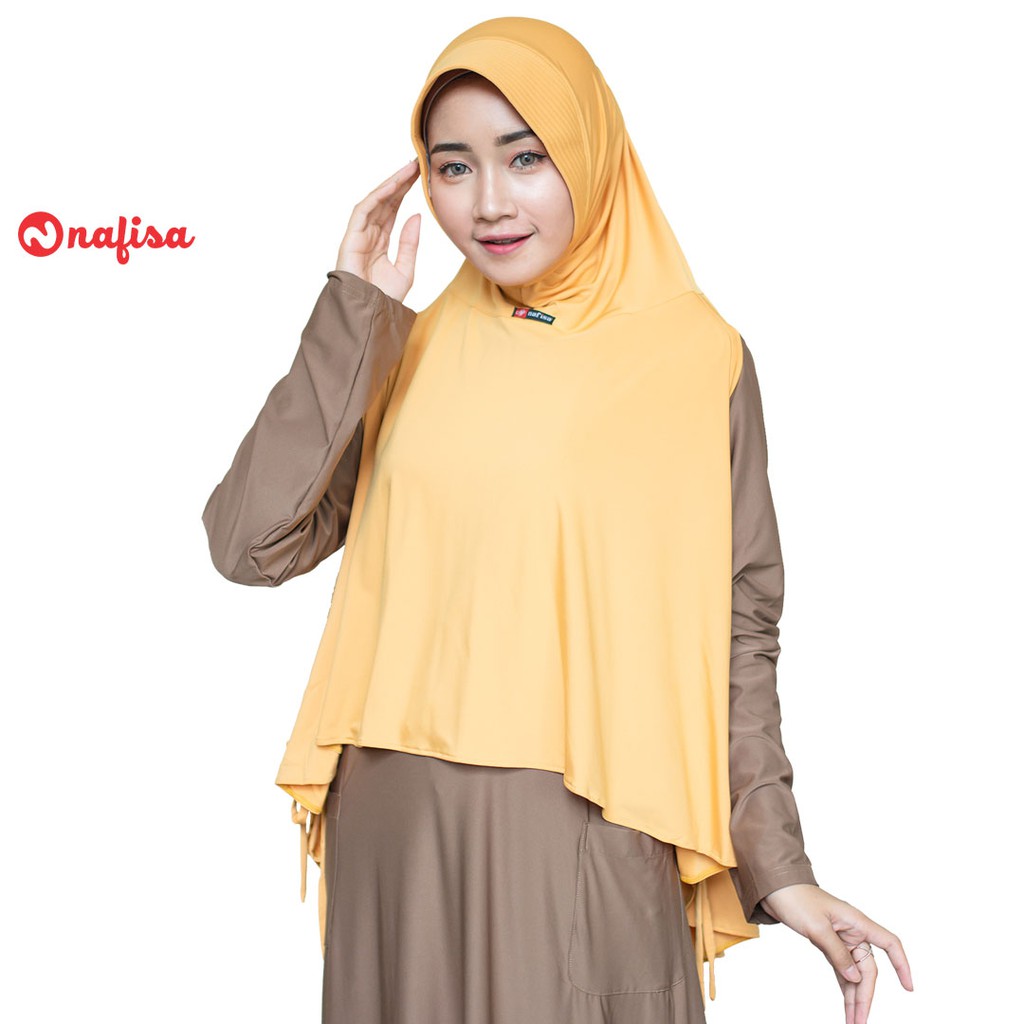 Jilbab Instan Pad Nafisa NELIDA | Hijab Instan Jumbo Kerudung Instan Bergo Kombinasi Lobang Lengan