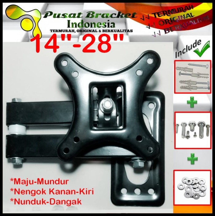 Bracket Tv 21 Monitor Lengan 14&quot; s/d 28&quot; 6 arah Fleksible PBI.SWK1-003