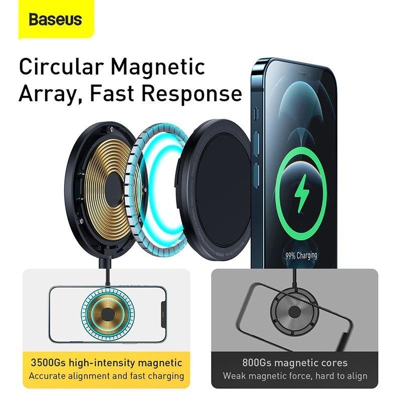 Baseus Wireless Charger Magnetic Stand Magsafe - Holder Stand Charger Magsafe &amp; Wireless - Garansi Resmi 6 Bulan