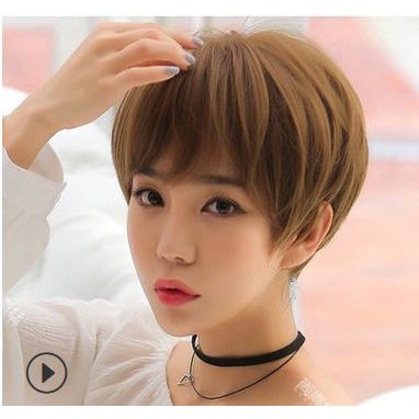 Wig Rambut Palsu Wanita Warna Coklat Gelap ef