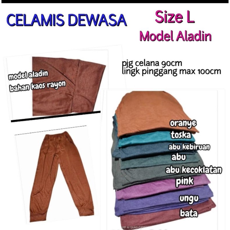 Celamis aladin size L adem bahan kaos rayon