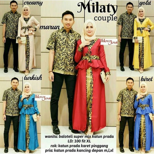 Gamis Muslimah Batik Kebaya Modern Couple Pasangan Seragaman Tanah Abang Atasan Jumbo Malaya Couple
