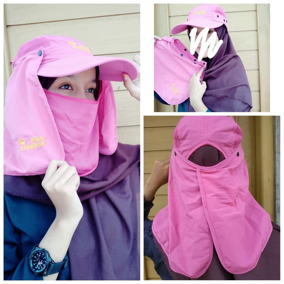 Topi Masker Cewek Warna Pink / Topi Masker jack wolfskin