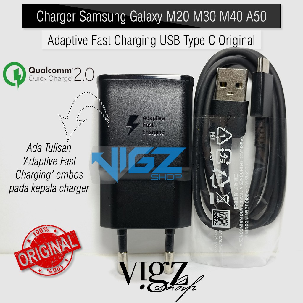 Charger Samsung Galaxy M20 M30 M40 A50 A20 Adaptive Fast