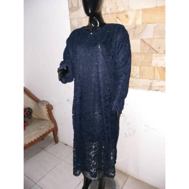 Set semi gamis brokat navy jumbo