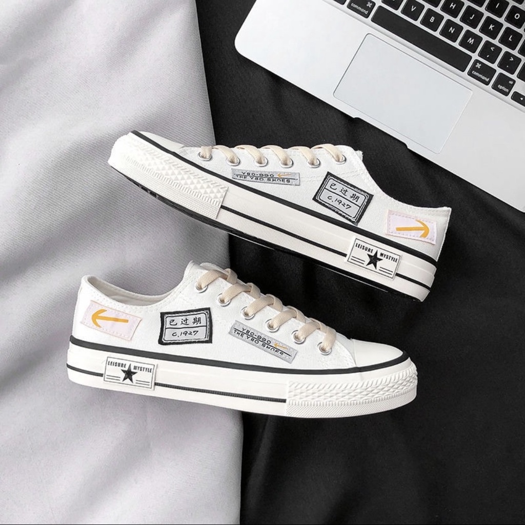 SNEAKERS WANITA PRIA KANVAS IMPORT BREATHABLE KOREAN STYLE WHITE PUTIH outxide sneakers original