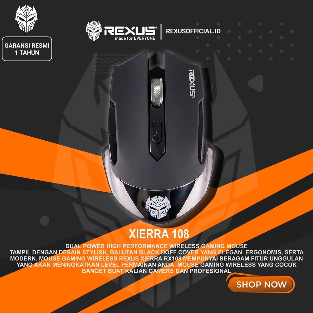 Mouse wireless gaming silent click Mouse wireles Rexus Mouse Wireless Gaming Xierra 108