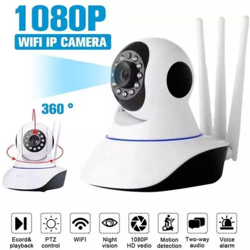 IP Cam Kamera Cctv Wireles Wifi 3 Antena Camera Night Vision V380