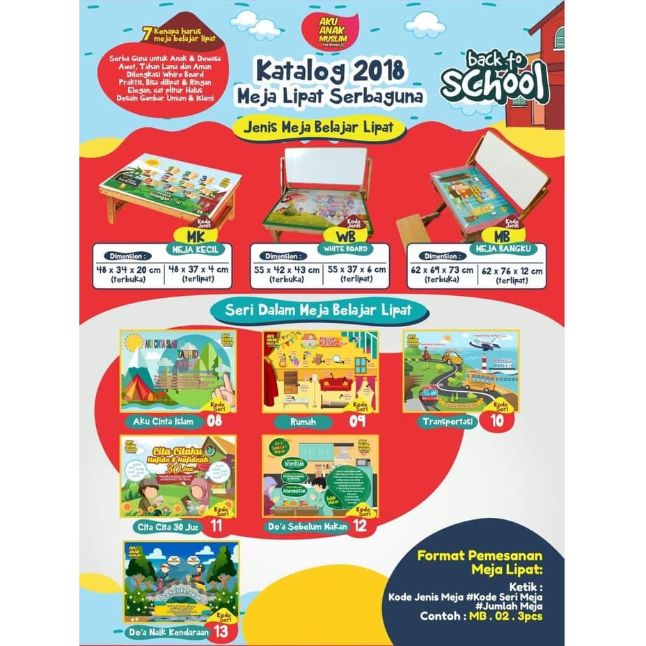 MEJA BELAJAR LIPAT MEJA KOMPUTER DESAIN GAMBAR ANAK RAJIN BELAJAR Shopee Indonesia