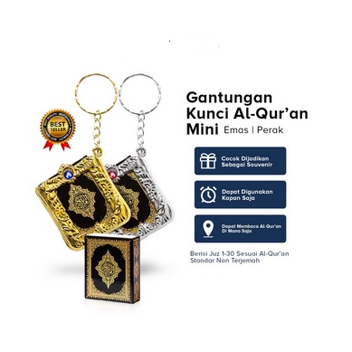 Gantungan Kunci Bentuk Alquran Warna Emas dan Perak Random Souvenir Oleh Oleh Haji