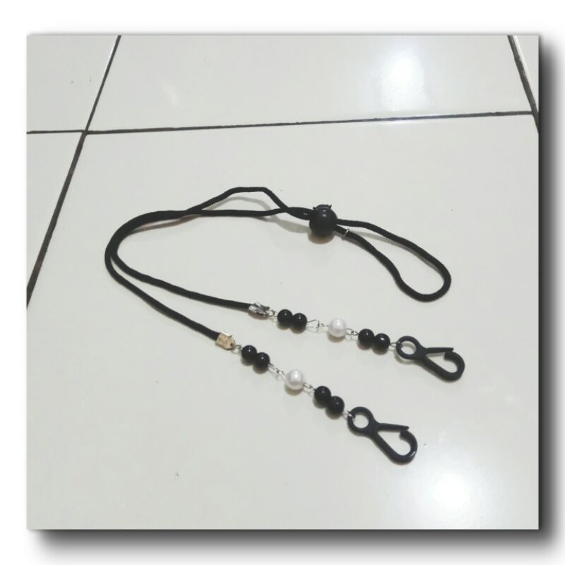 Rully_ Tali kalung masker mutiara talikur 2in1 konektor hijab
