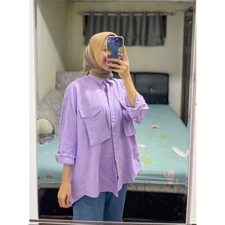 Kemeja pocket oversize / kemeja blouse /  kemeja Wanita / blouse atasan wanita