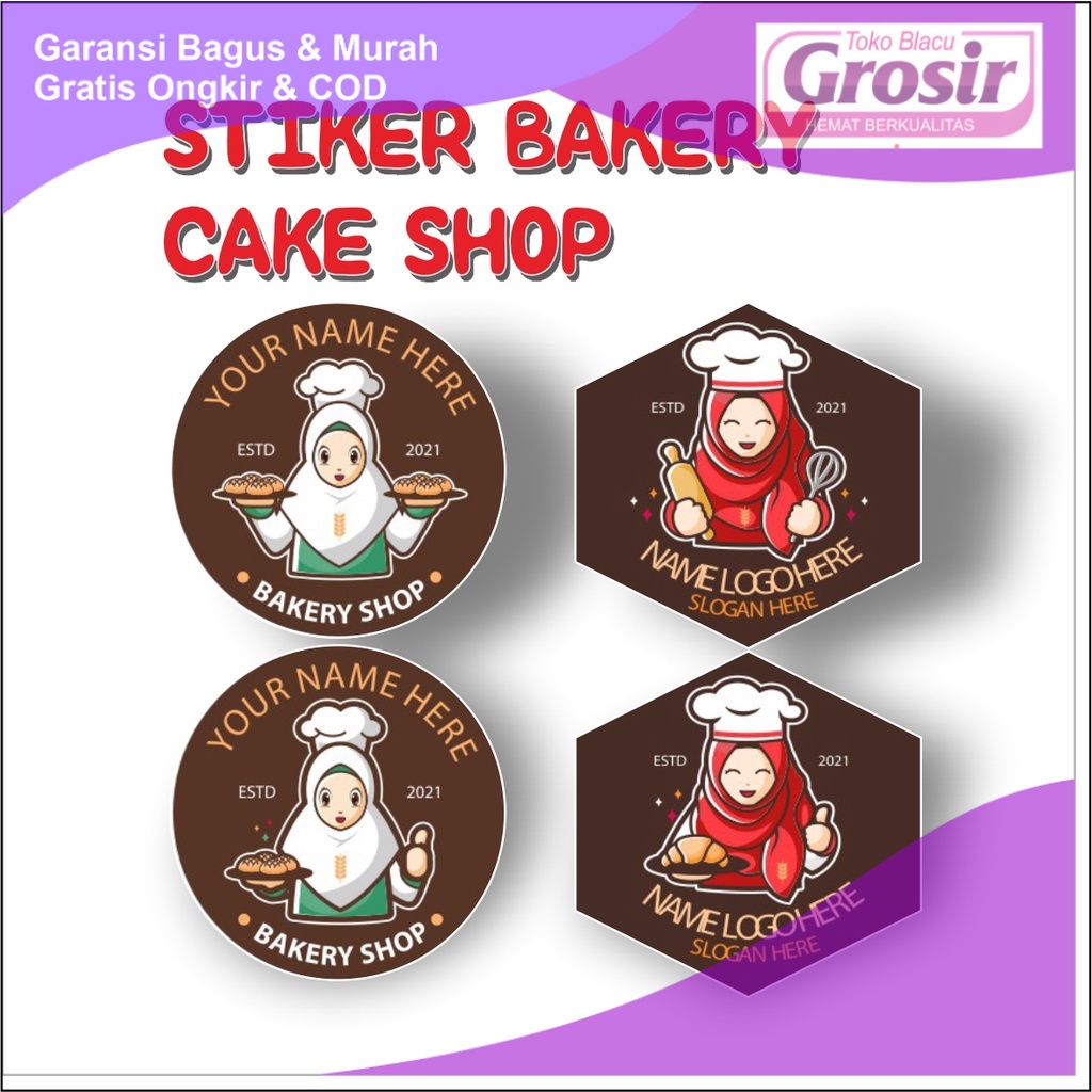 Terlaris Stiker Label Makanan Minuman Custom Cetak Stiker Kue Kering Free Design  Stiker