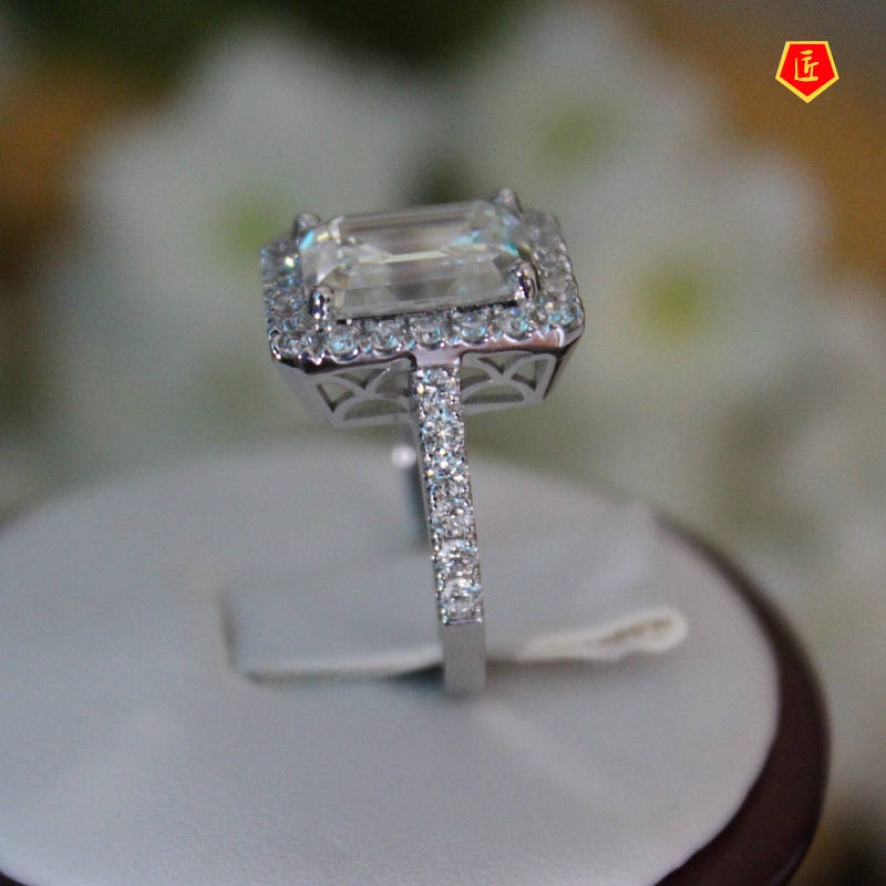 [Ready Stock]3.5 Karat Rectangular Ring Female Fashion