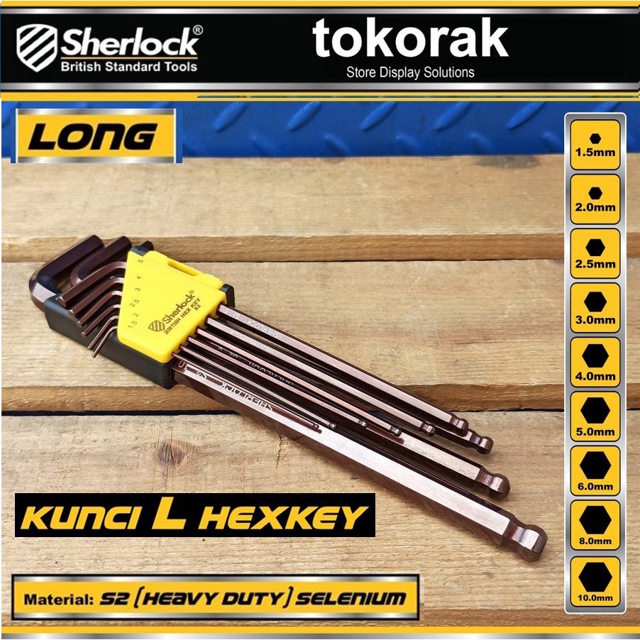 KUNCI L HEXKEY LONG SET 9 PCS SHERLOCK - KUNCI L BALLPOINT BINTANG