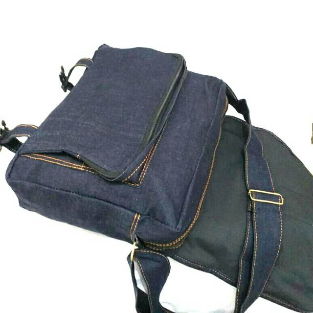 Tas Selempang Bahan Jeans Denim Slingbag Pria Wanita Sekolah Kuliah