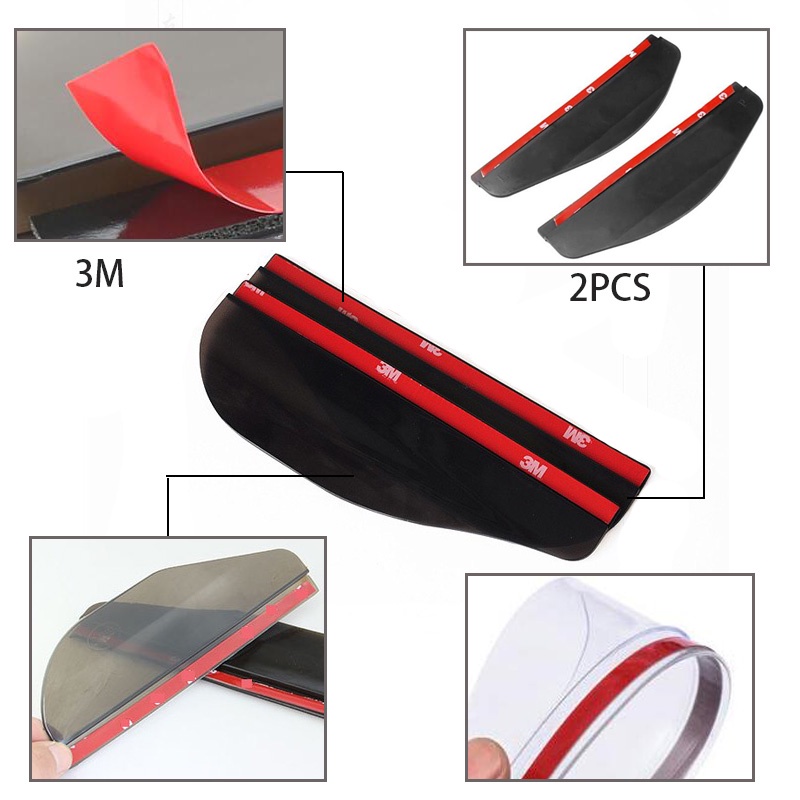 2pcs eyebrow Pelindung Hujan Bahan carbon fiber Tebal Transparan Untuk Kaca Spion Mobil