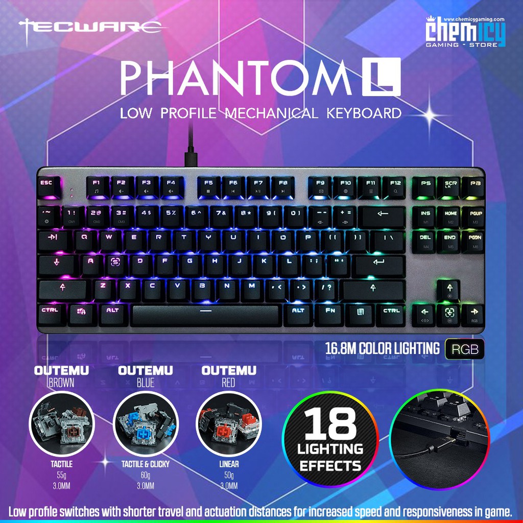 Tecware Phantom L TKL RGB Low Profile Mechanical Gaming Keyboard