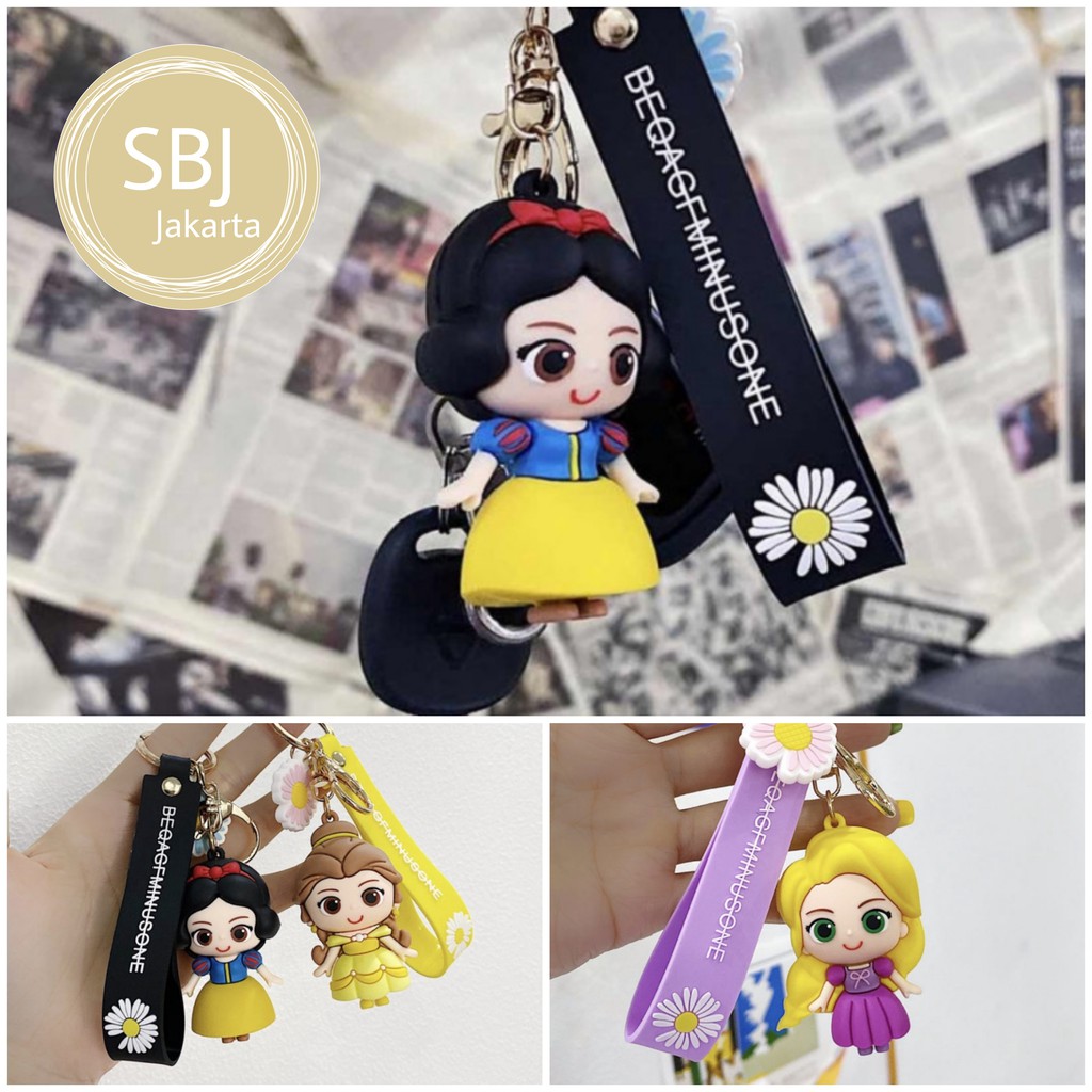 Gantungan kunci princess / keychain princess Cinderella Snow white Rapunzel Little mermaid Belle