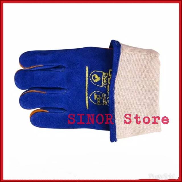 Sarung Tangan Las Kulit Biru Max Blue 14 Inch ORIGINAL Leather Welding Glove