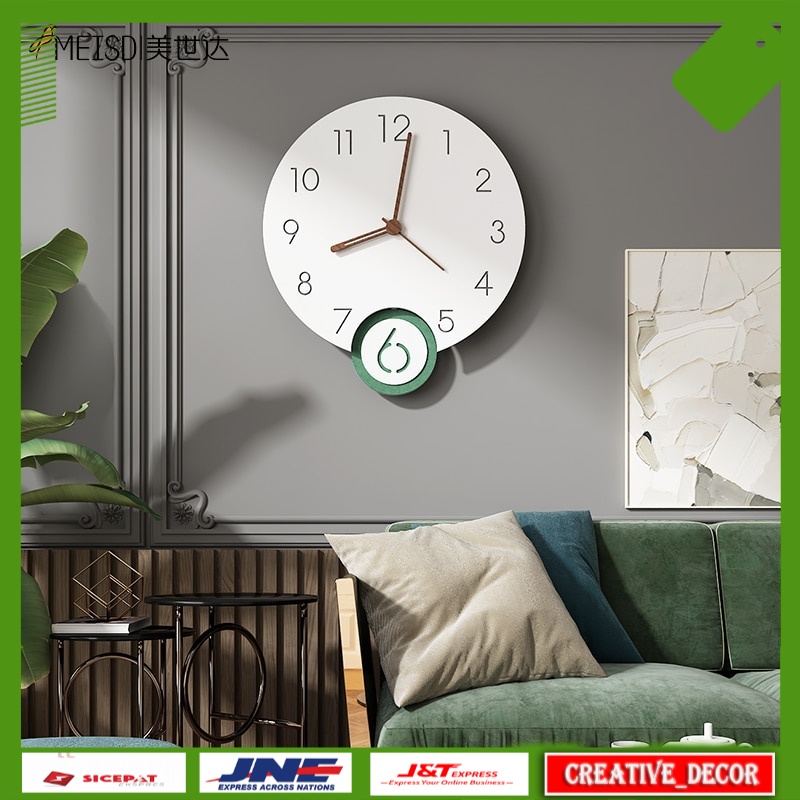 Jam Dinding Aesthetic Dekorasi Dinding Brief Wall Clocks Decor 3d Wooden Clock Round Home Decorative