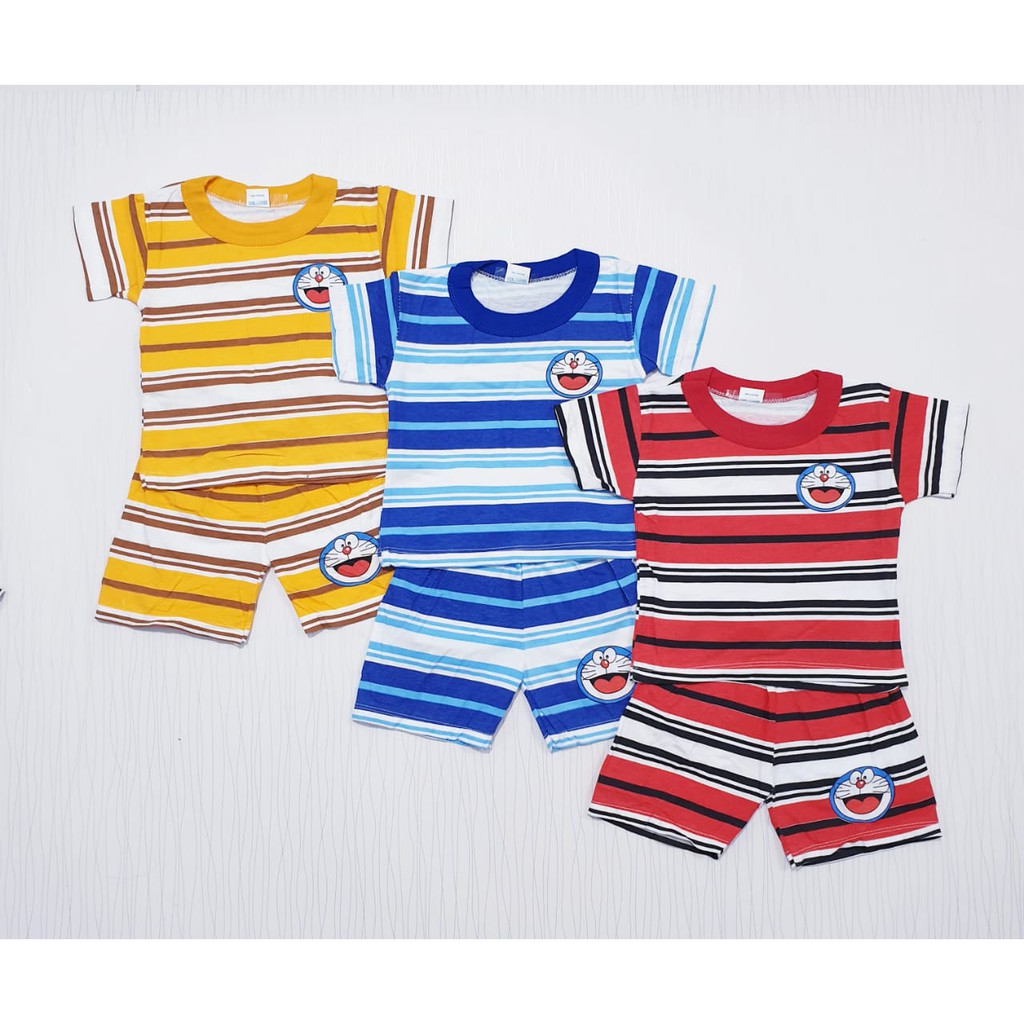 setelan baju anak laki laki salur elmo