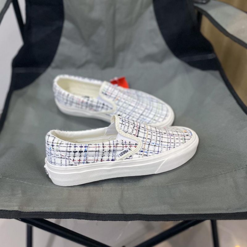 Vans Slip On Marshmallow Woven Plaid White Original