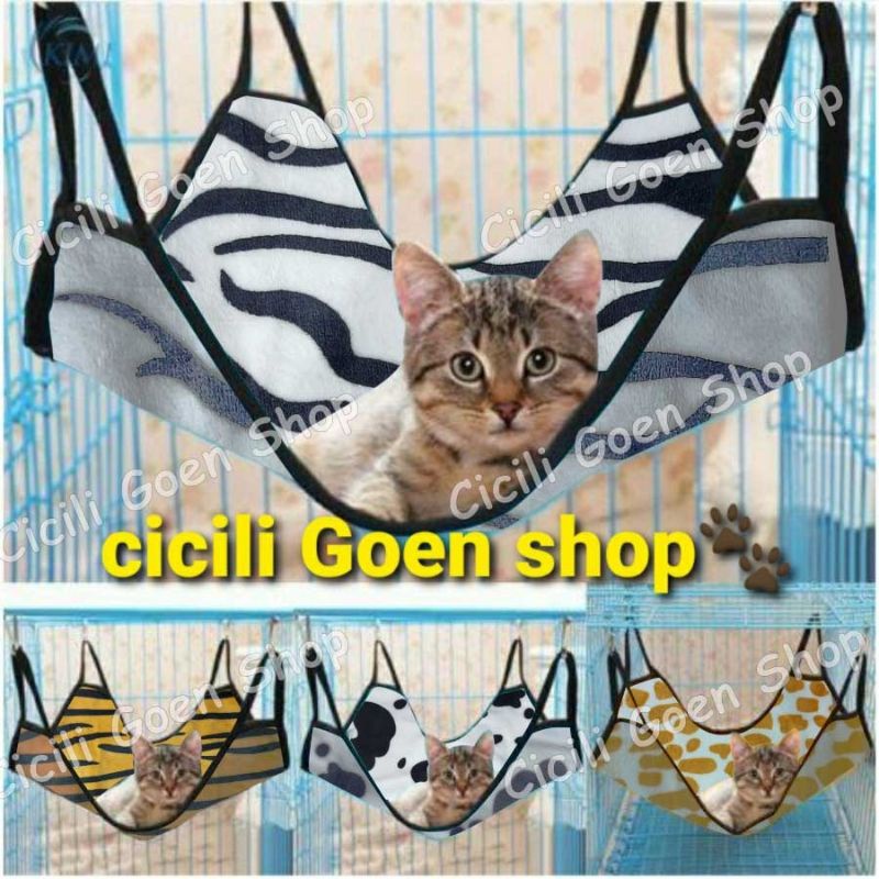 motif loreng totol Ayunan kucing cat hammock tempat tidur gantung kandang hewan pet cage musang tupai