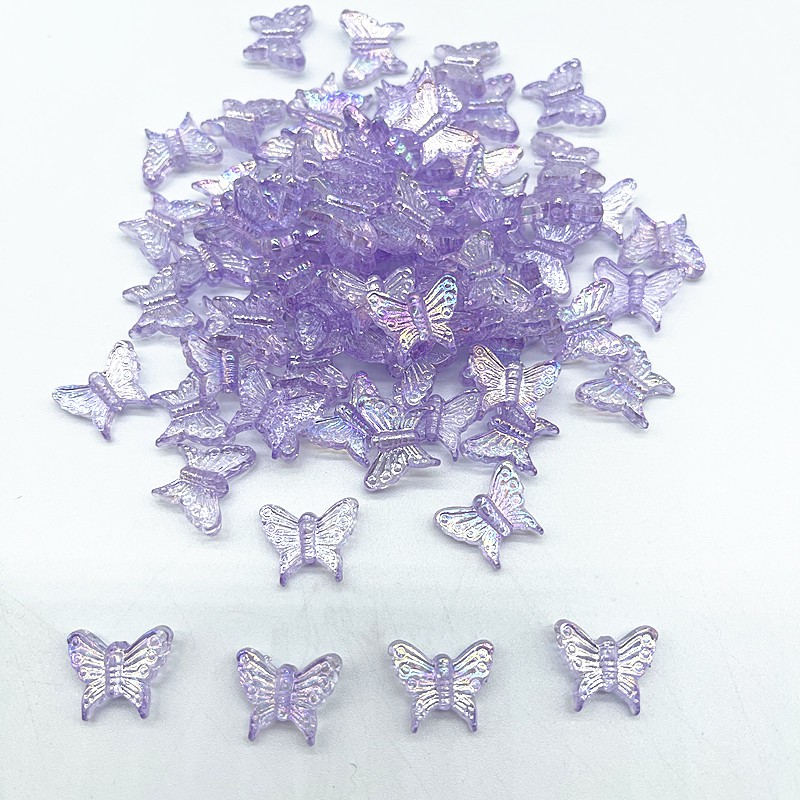 30pcs Color AB Charms Butterfly Shape Manik-Manik Akrilik Manik-Manik Spacer Longgar Untuk Membuat Perhiasan DIY Handmade Gelang