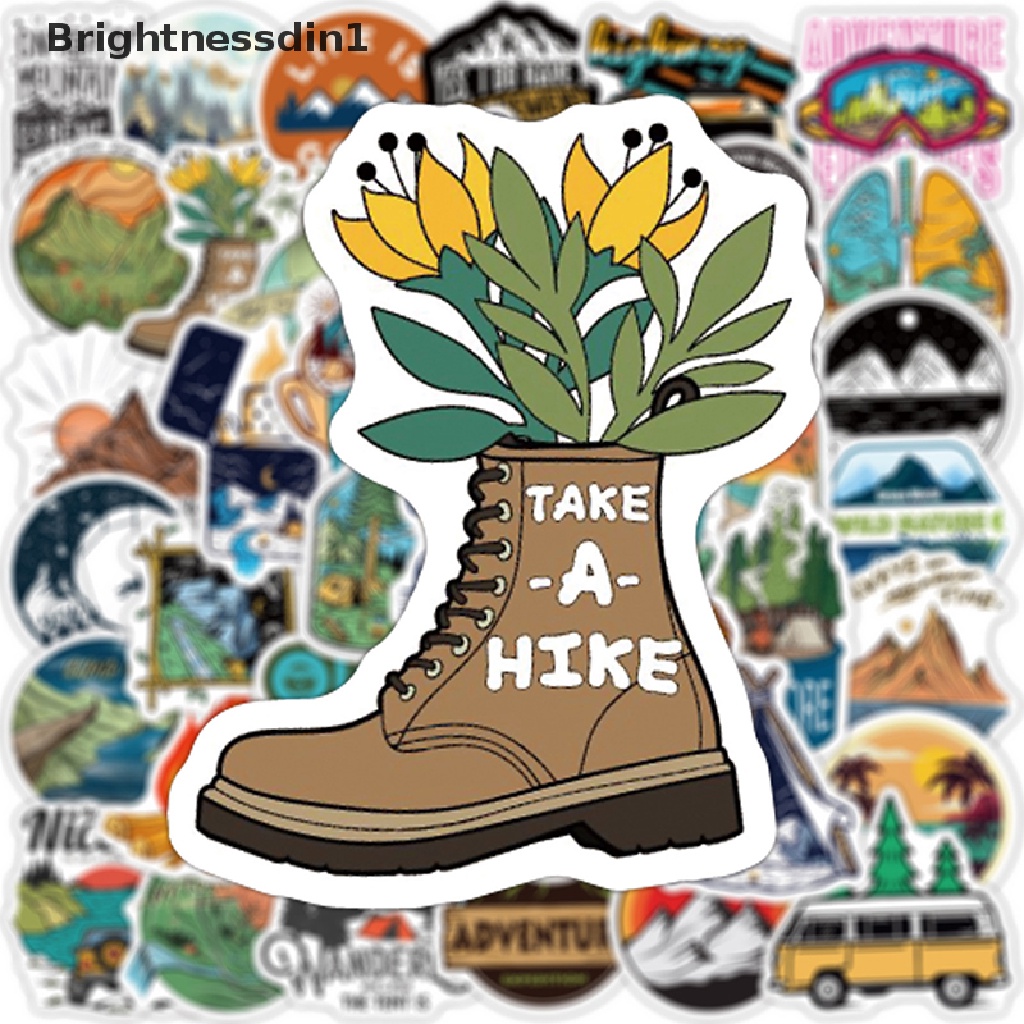 (Brightnessdin1) 50 Pcs Stiker Motif Pemandangan Hutan Untuk Dekorasi Hiking / Camping / Outdoor / Travel