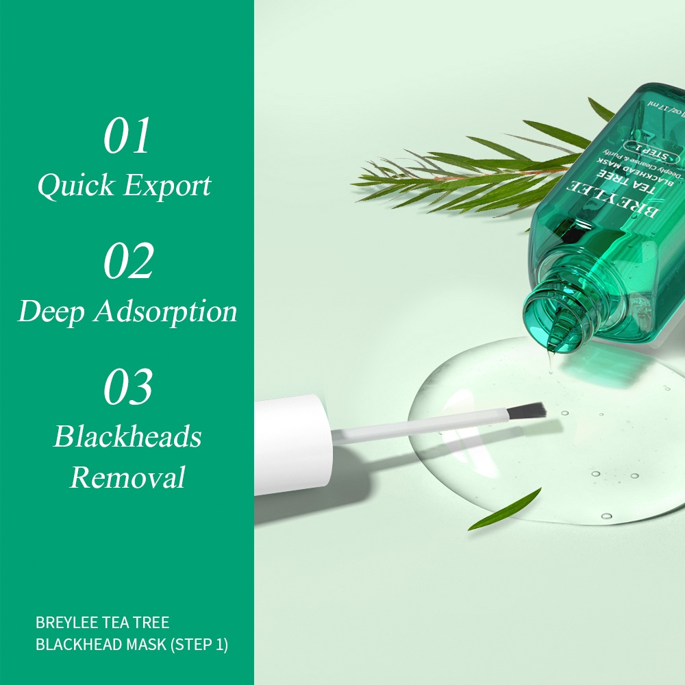 Pengangkat Komedo Ampuh Pembersih Komedo BREYLEE Tea Tree Blackhead Mask (STEP 1) Komedo , Masker hidung (17ml)