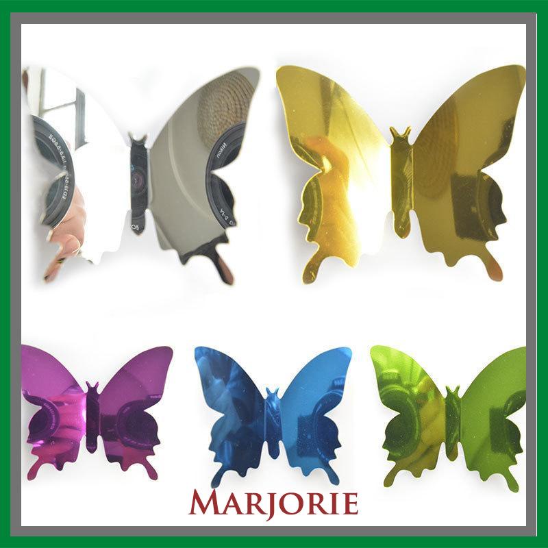 Tiga -Dimensi Pet Mirror 3D Butterfly Wall Sticker Stiker Ruang Tidur Ruang Ruang Ruang Belajar Studi-MJD