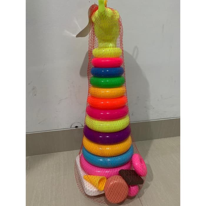 Mainan anak Ring donut bebek jumbo 12 susun berwarna cerah