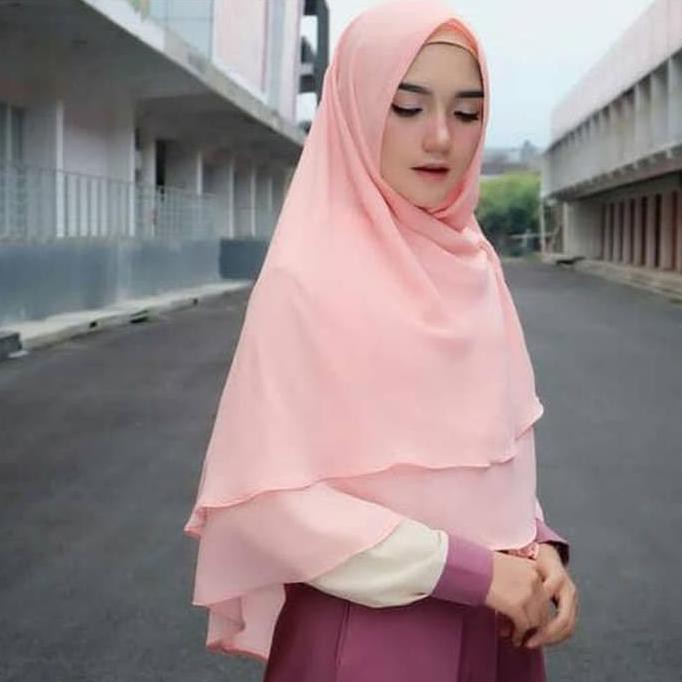 khimar ceruty 2 layer non pet syari hijab jilbab kerudung instant TERBATAS