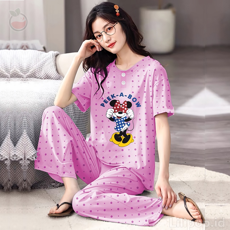 Baju Tidur Stelan Wanita Celana Panjang Baby doll Dewasa Piyama Allsize Cp Lilipop Sleep Wear