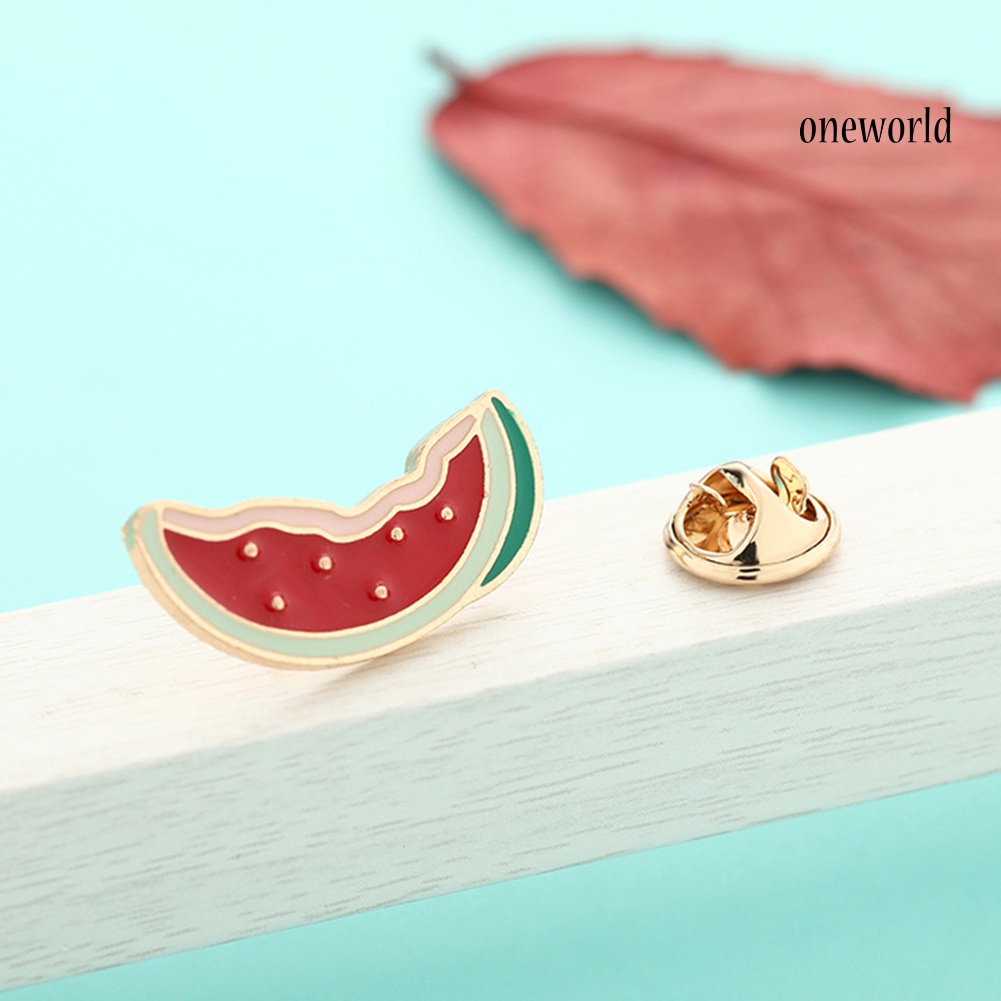 OW@ Cute Cartoon Enamel Mini Fruit Brooch Pin Denim Jacket Shirt Collar Badge Gift