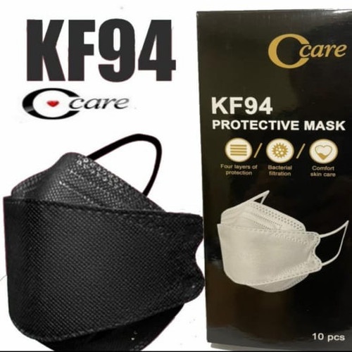 Masker KF94 C-Care HITAM PUTIH Warna Warni 4 Ply Isi 10 Pcs